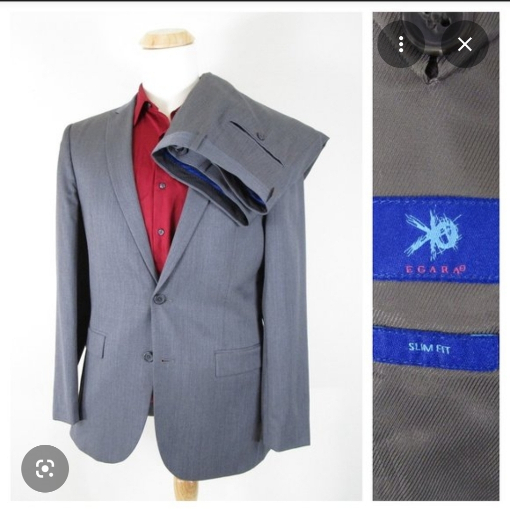 EGARA SLIM FIT 3 PIECE WOOL SUIT SIZE L - Picture 1 of 16